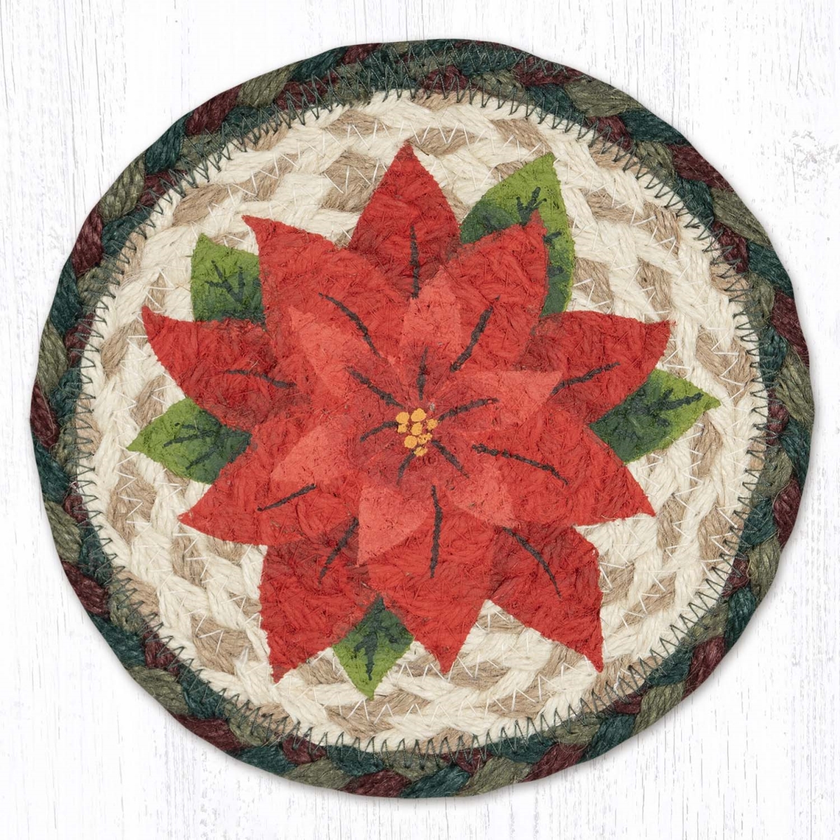 Picture of Earth Rug 79-508RP 7 x 7 in. LC-508 Red Poinsettias Round Large Coaster