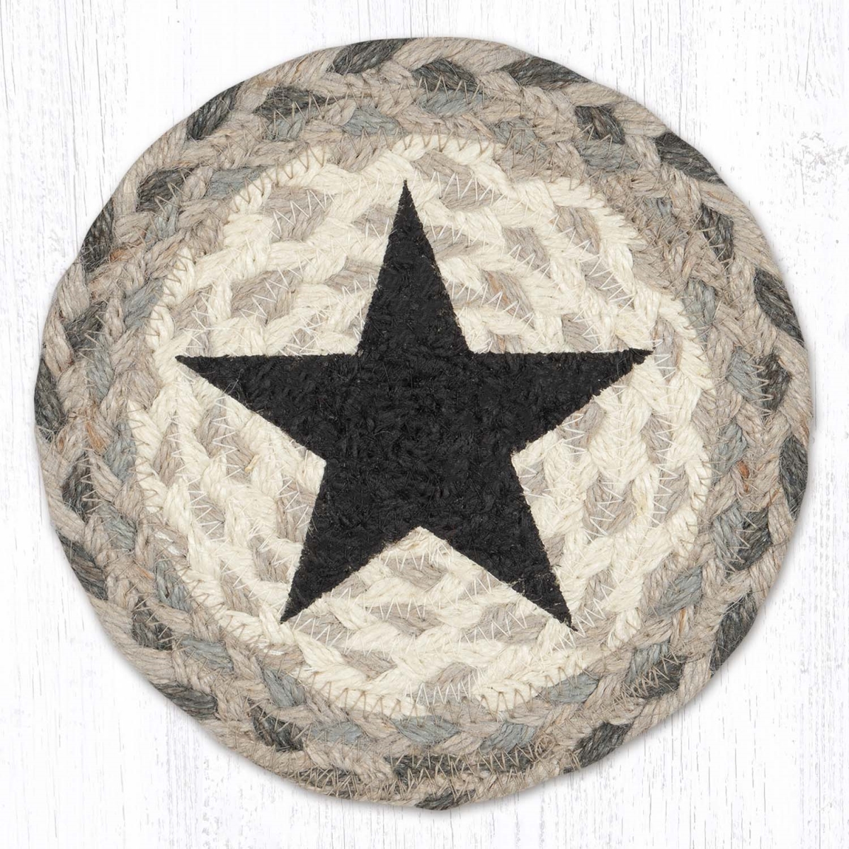 Picture of Earth Rug 79-890BS 7 x 7 in. LC-890 Black Star Round Large Coaster