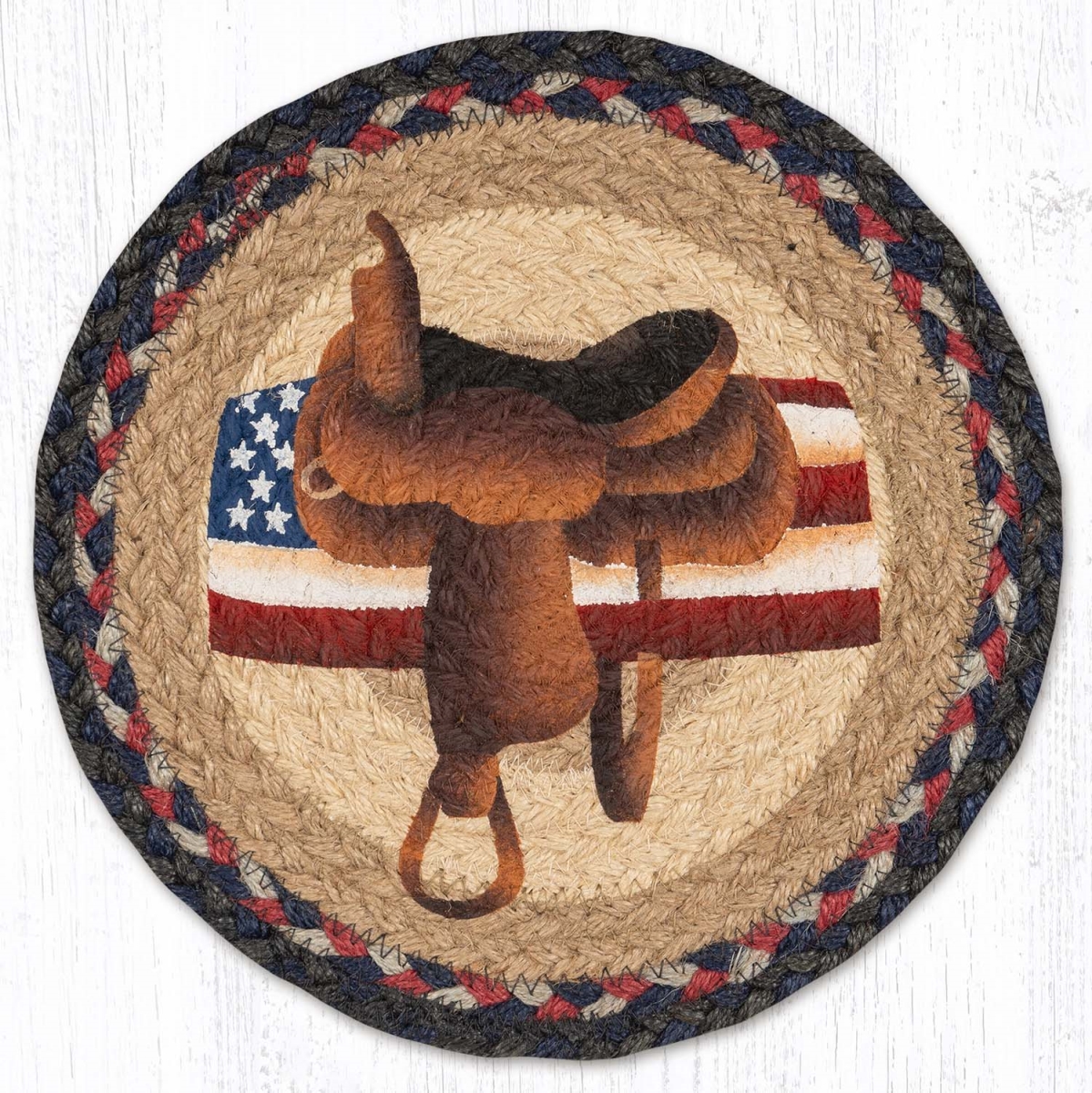 Picture of Earth Rug 80-015AMS 10 x 10 in. MSPR-15 American Saddle Printed Round Trivet