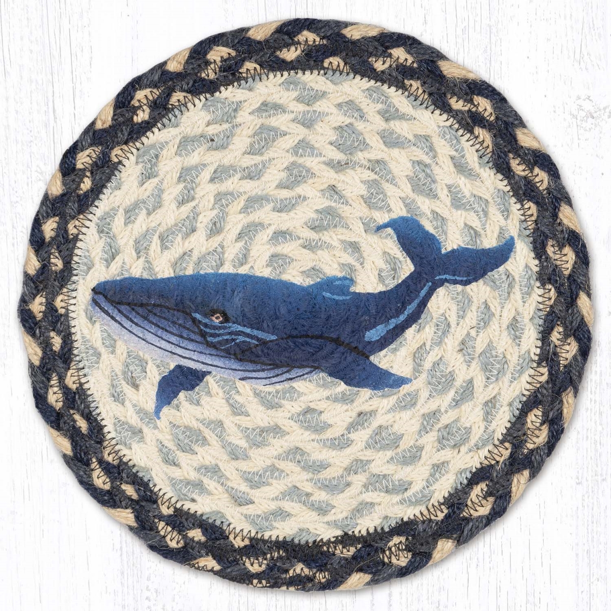 Picture of Earth Rug 80-868BW 10 x 10 in. MSPR-868 Blue Whale Printed Round Trivet