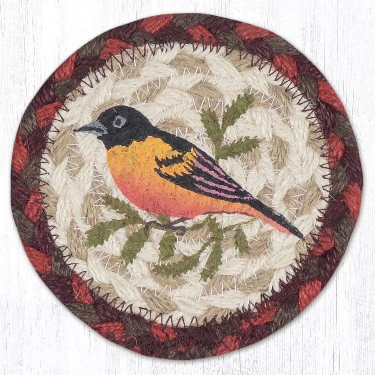 31-IC417O 5 x 5 in. Oriole Printed Braided Coaster, Multi Color