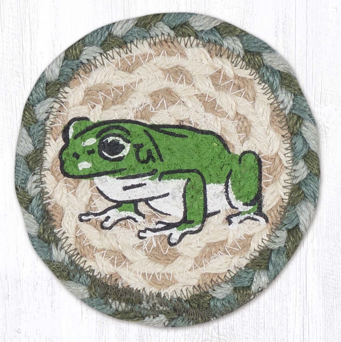 Picture of Earth Rug 31-IC419F 5 x 5 in. Frog Printed Braided Coaster, Multi Color