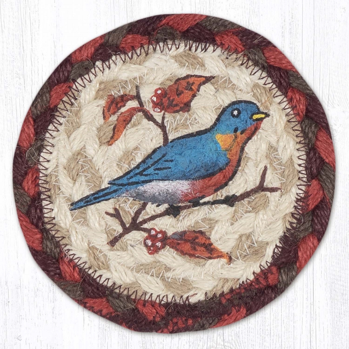 Picture of Earth Rug 31-IC717WB 5 x 5 in. Wildlife Bluebird Printed Braided Coaster, Multi Color