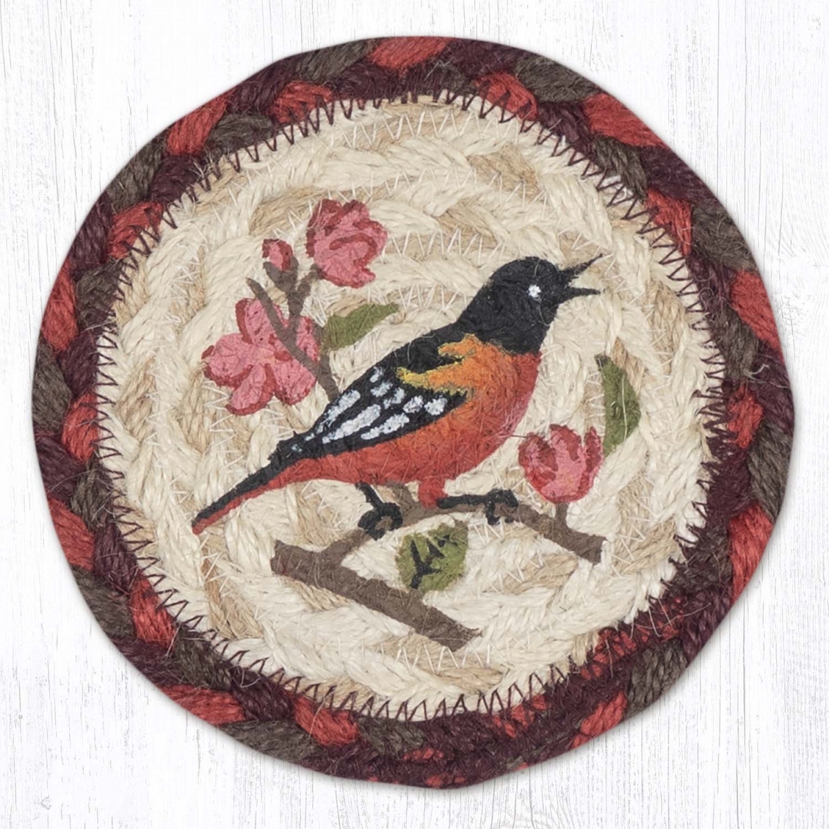 31-IC717WO 5 x 5 in. Wildlife Oriole Printed Braided Coaster, Multi Color