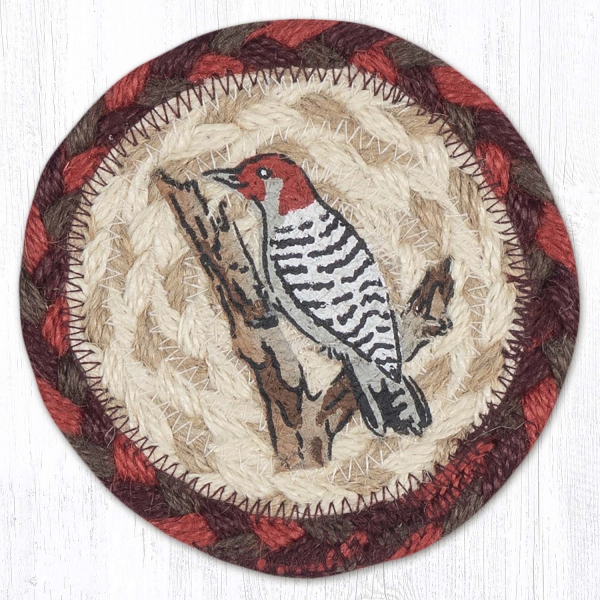 Picture of Earth Rug 31-IC717WW 5 x 5 in. Wildlife Woodpecker Printed Braided Coaster, Multi Color