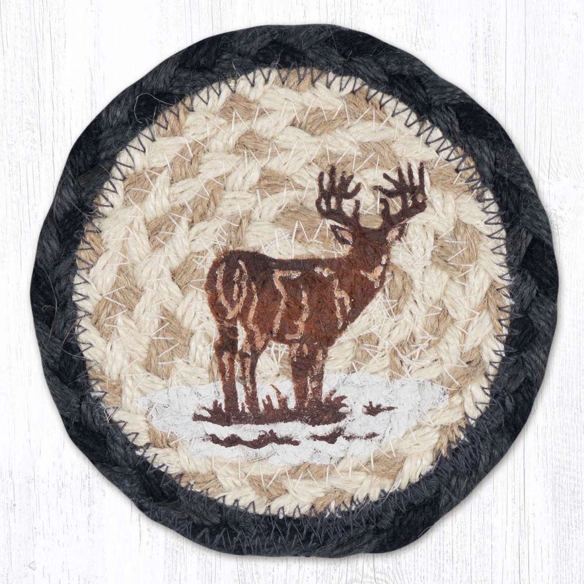 Picture of Earth Rug 31-IC895S 5 x 5 in. Stag Printed Braided Coaster, Multi Color
