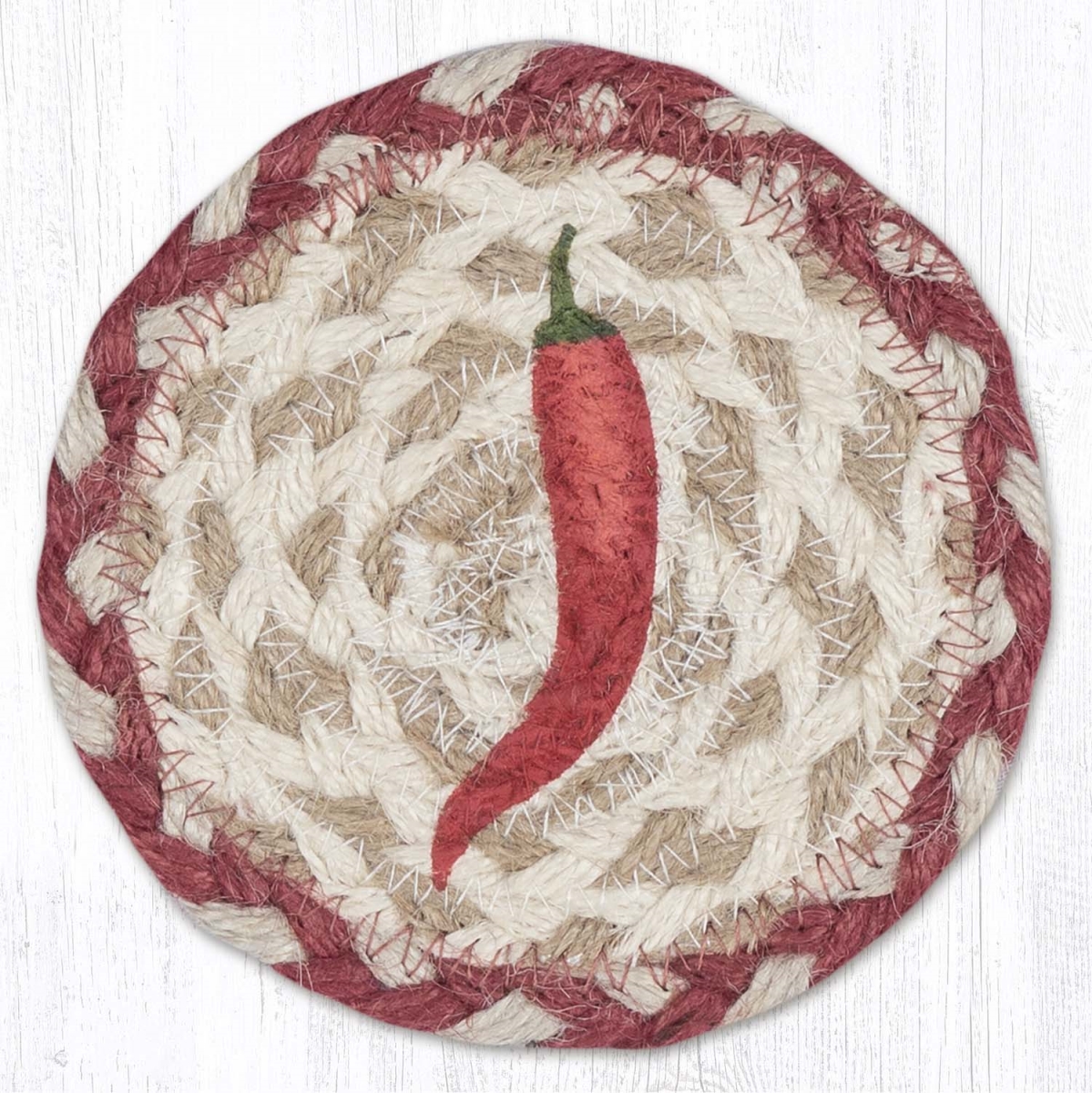Picture of Earth Rug 31-IC916SCP 5 x 5 in. Single Chili Pepper Printed Braided Coaster, Multi Color