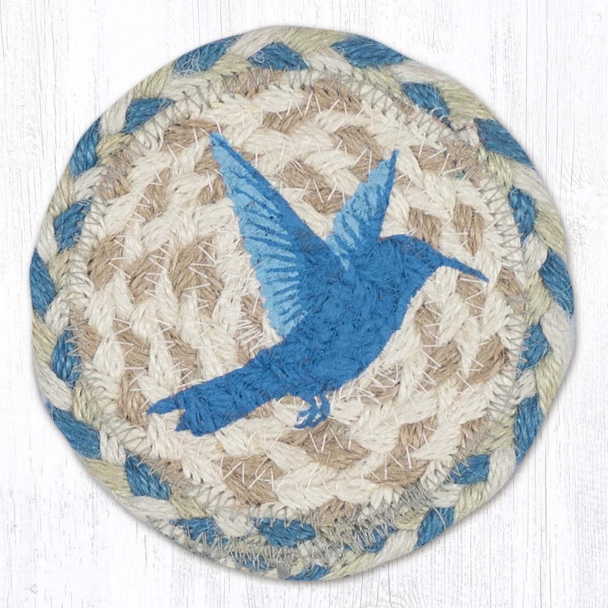 Picture of Earth Rug 31-IC918H 5 x 5 in. Hummingbird Printed Braided Coaster, Multi Color