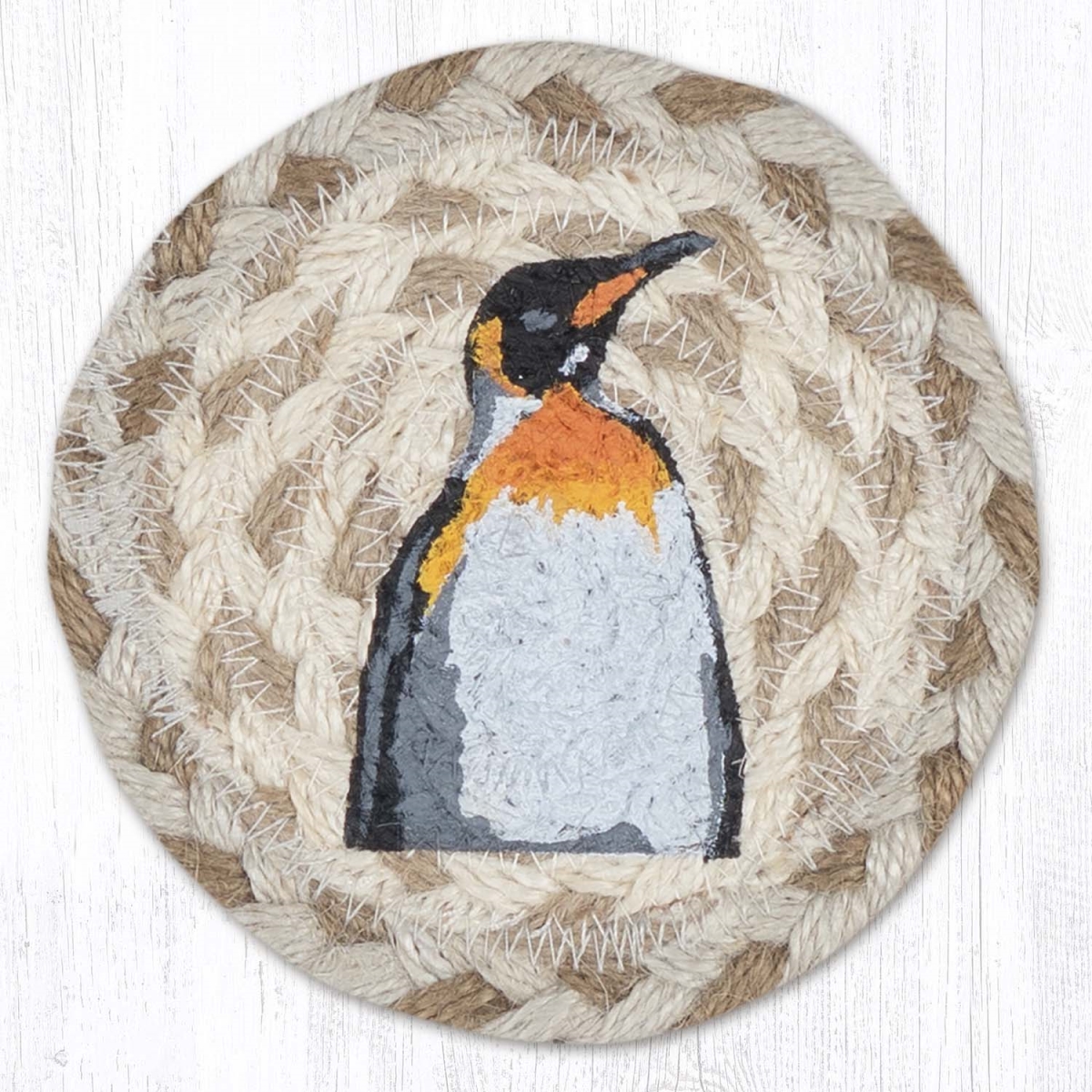 Picture of Earth Rug 31-IC920P 5 x 5 in. Penguin Printed Braided Coaster, Multi Color