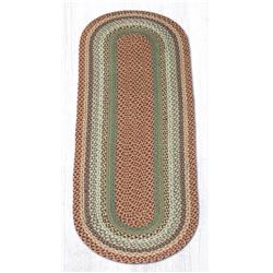 2 x 6 ft. Oval Braided Rug, Buttermilk & Cranberr