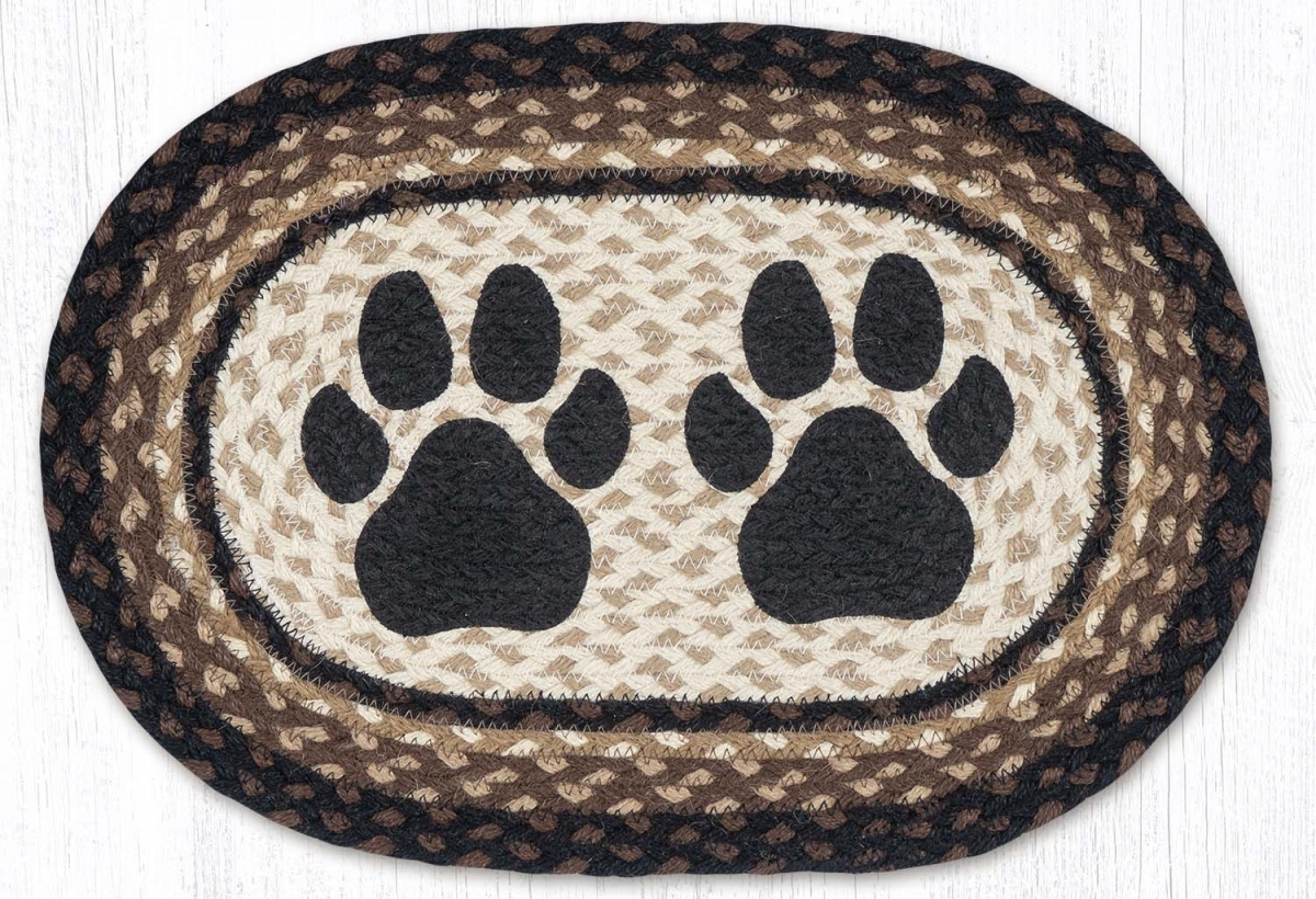 Picture of Earth Rug 48-313DP 13 x 19 in. Dog Paw Braided Oval Placemat, Multi Color