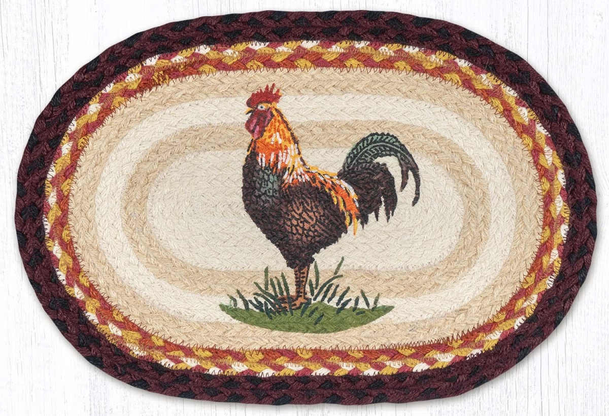 Picture of Earth Rug 48-471RR 13 x 19 in. Rustic Rooster Braided Oval Placemat, Multi Color