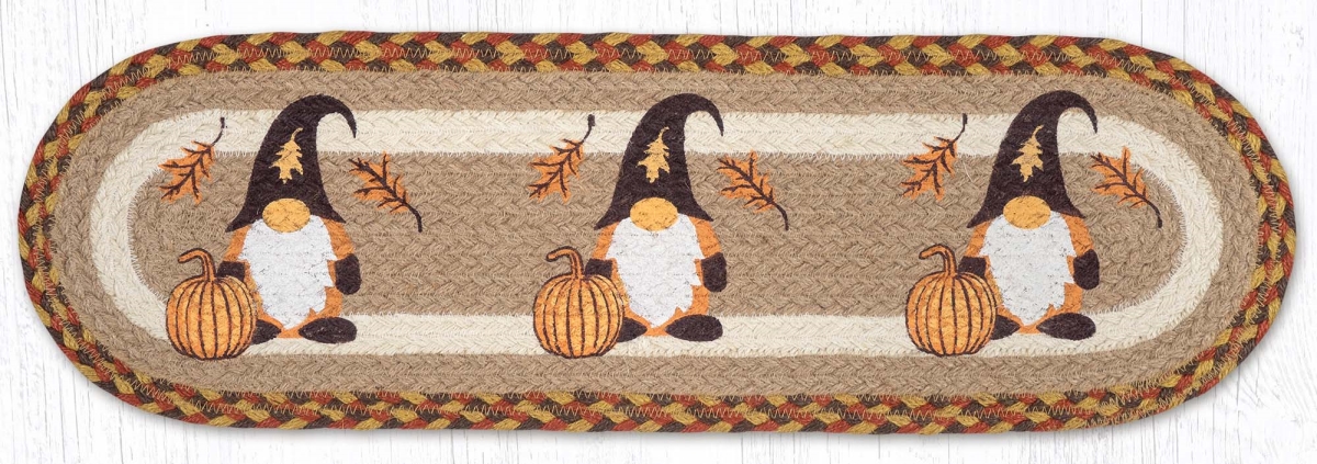 Picture of Earth Rug 49-ST655FG 27 x 8.25 in. ST-OP-655 Fall Gnome Braided Oval Stair Tread Mat&#44; Multi Color