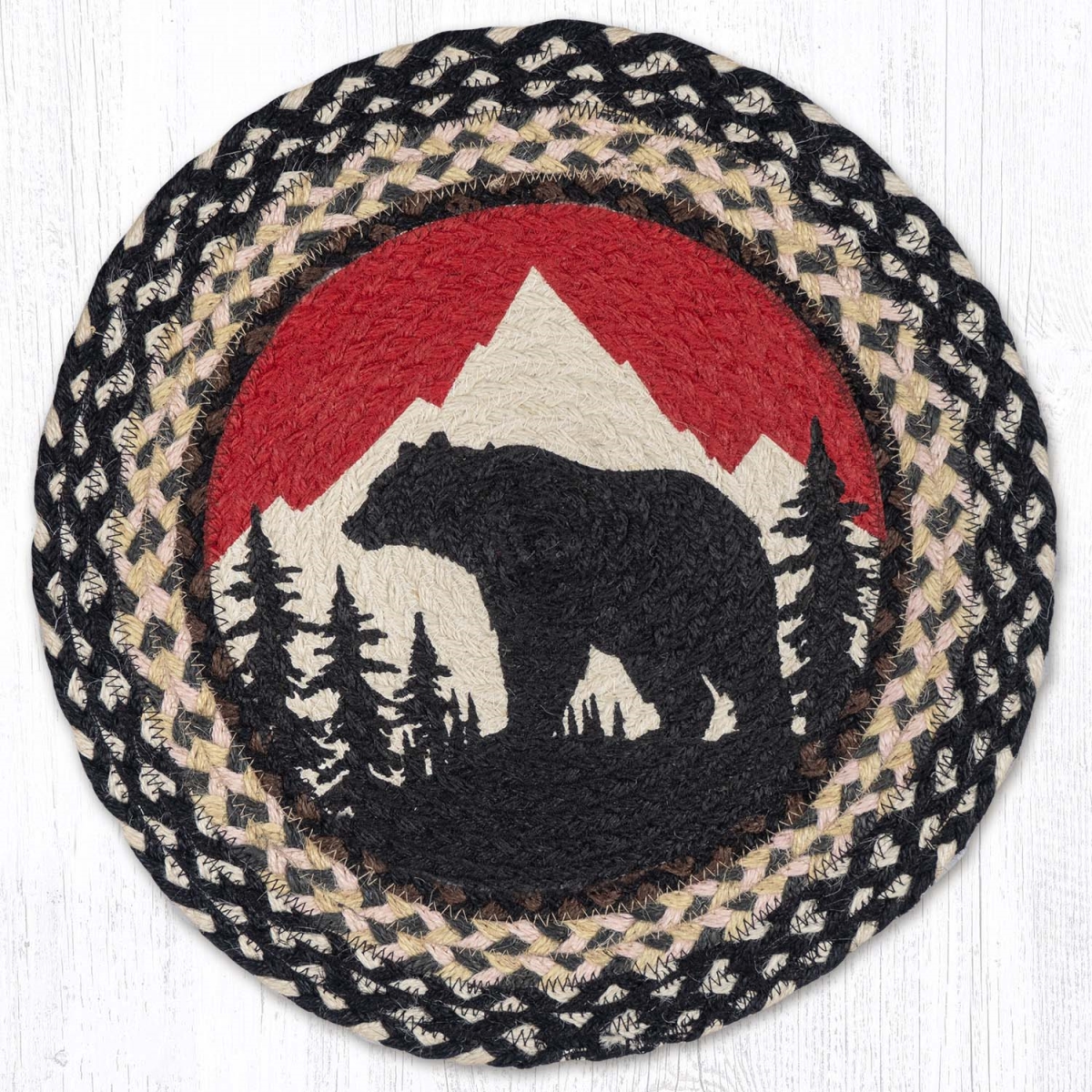 Picture of Earth Rug 57-430BM 15 x 15 in. Bear Mountain Printed Braided Round Placemat&#44; Multi Color