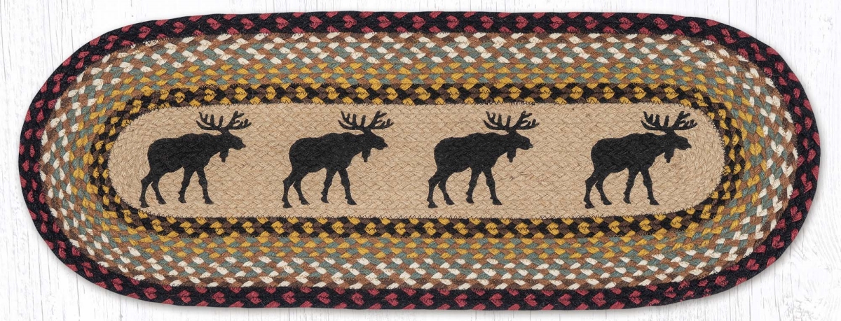 Picture of Earth Rug 68-019BM 13 x 36 in. Black Moose Braided Oval Table Runner, Burgundy & Mustard