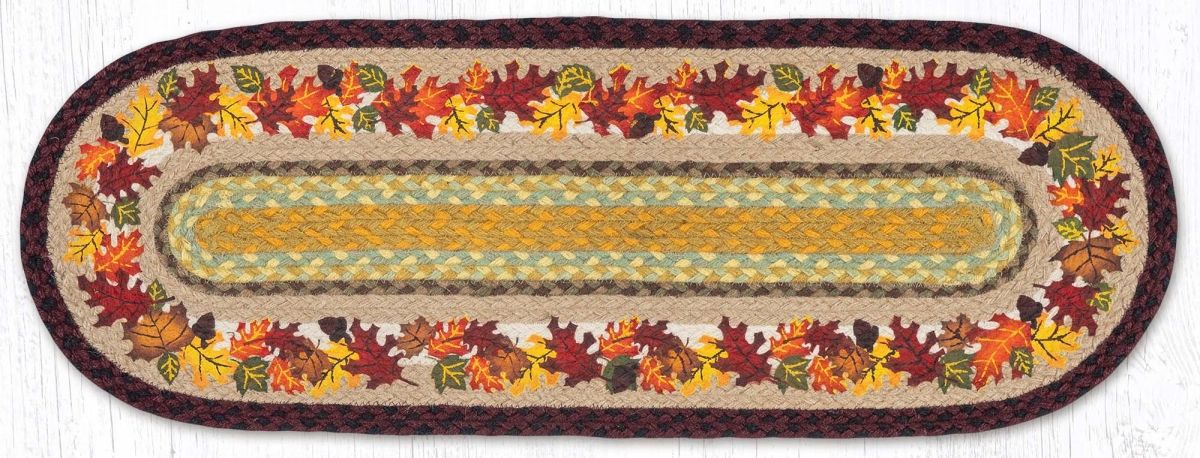 Picture of Earth Rug 68-395A 13 x 36 in. Autumn Braided Oval Table Runner, Burgundy & Mustard