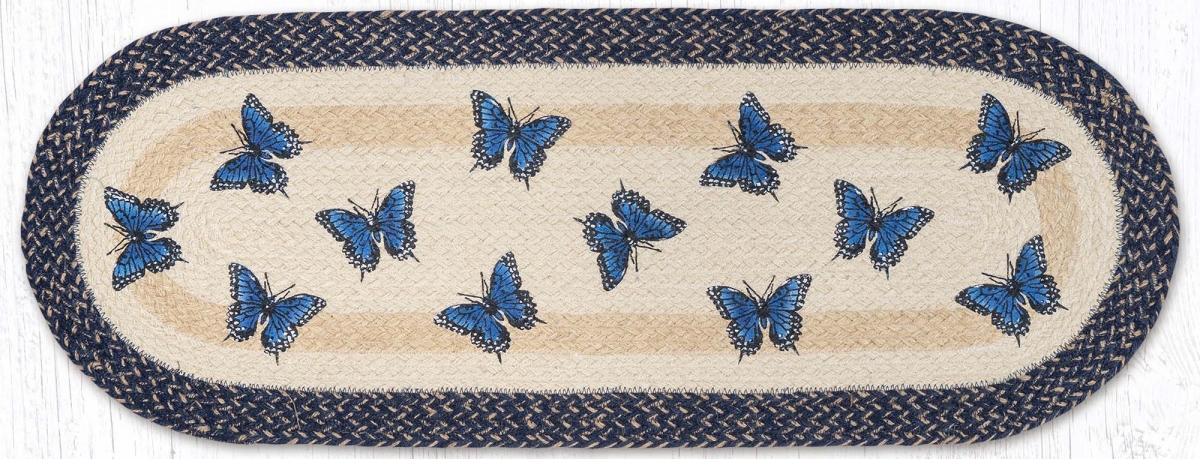 Picture of Earth Rug 68-9-921BS 13 x 36 in. Blue Swallowtail Braided Oval Table Runner, Burgundy & Mustard