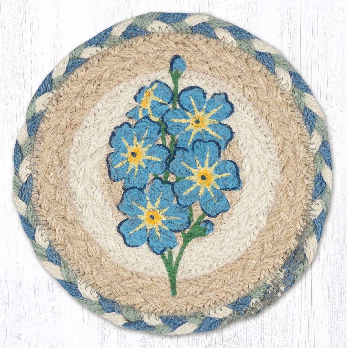 Picture of Earth Rug 79-363FMN 7 x 7 in. Forget Me Not Braided Round Large Coaster, Multi Color
