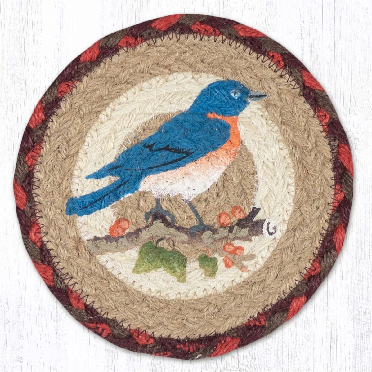 Picture of Earth Rug 79-417B 7 x 7 in. Bluebird Braided Round Large Coaster, Multi Color