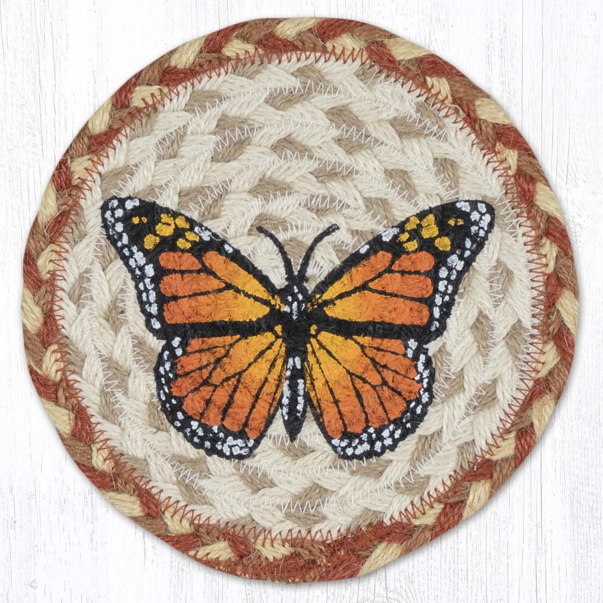 Picture of Earth Rug 79-915M 7 x 7 in. Monarch Braided Round Large Coaster&#44; Multi Color