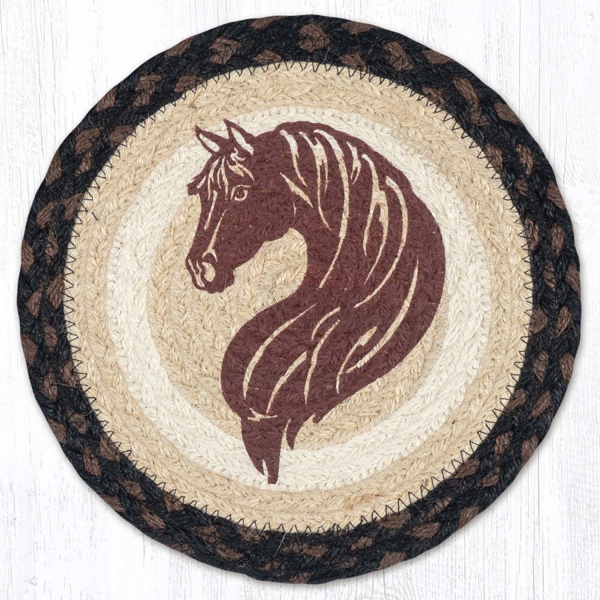 Picture of Earth Rug 80-313SHP 10 x 10 in. MSPR-313 Stylized Horse Portrait Printed Braided Round Trivet&#44; Multi Color