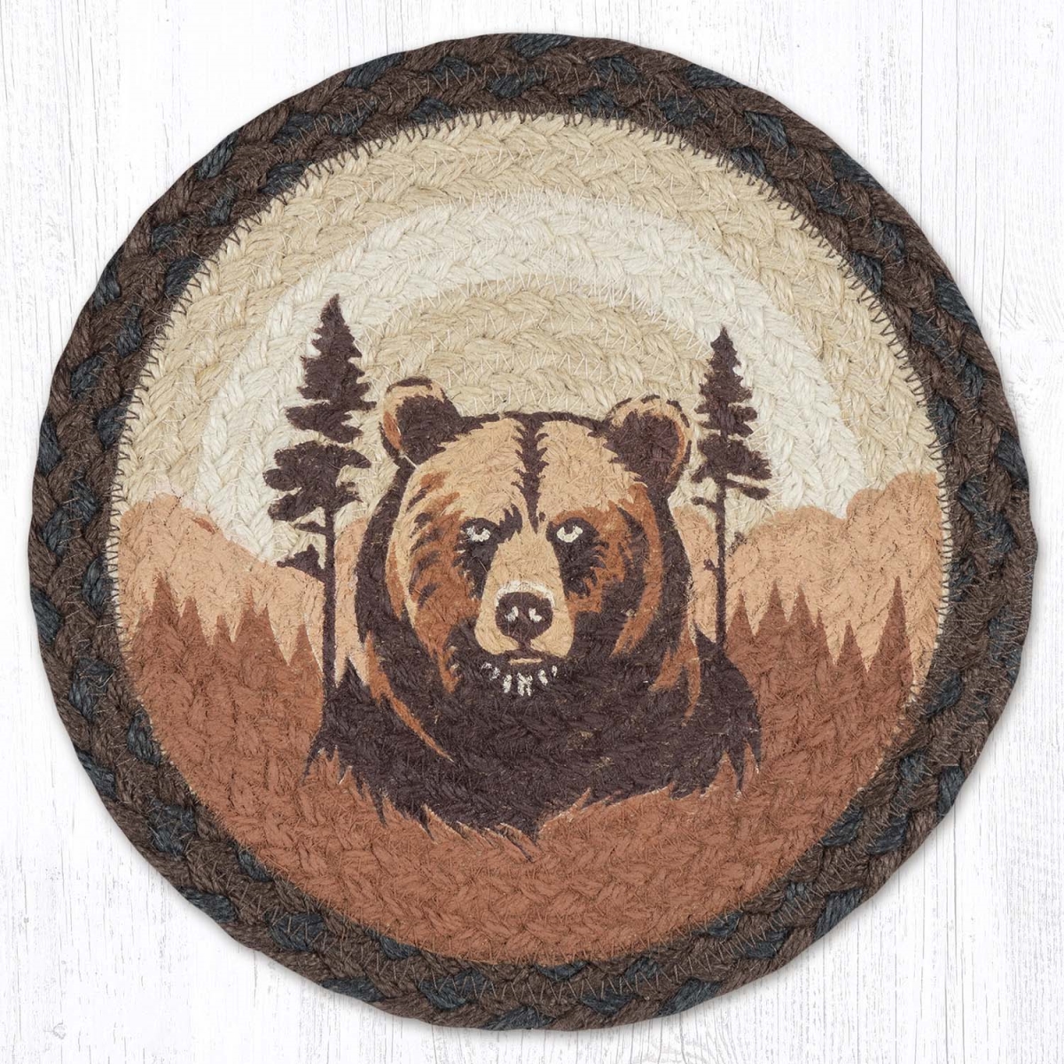 Picture of Earth Rug 80-899BB 10 x 10 in. MSPR-899 Brown Bear Printed Braided Round Trivet, Multi Color