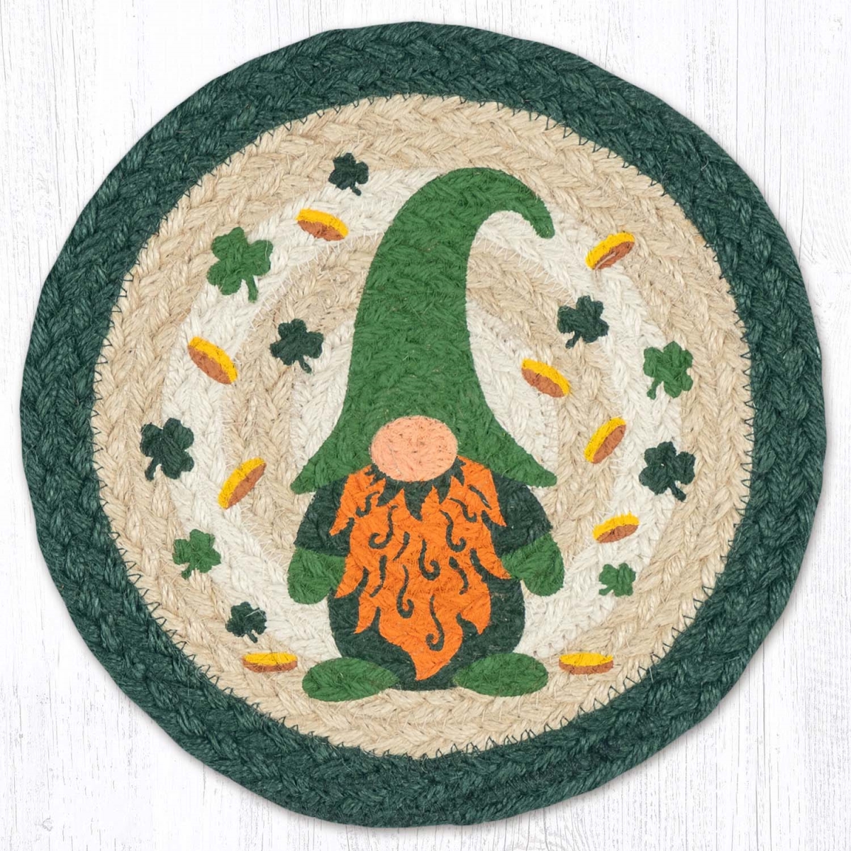 Picture of Earth Rug 80-924IG 10 x 10 in. MSPR-924 Irish Gnome Printed Braided Round Trivet&#44; Multi Color