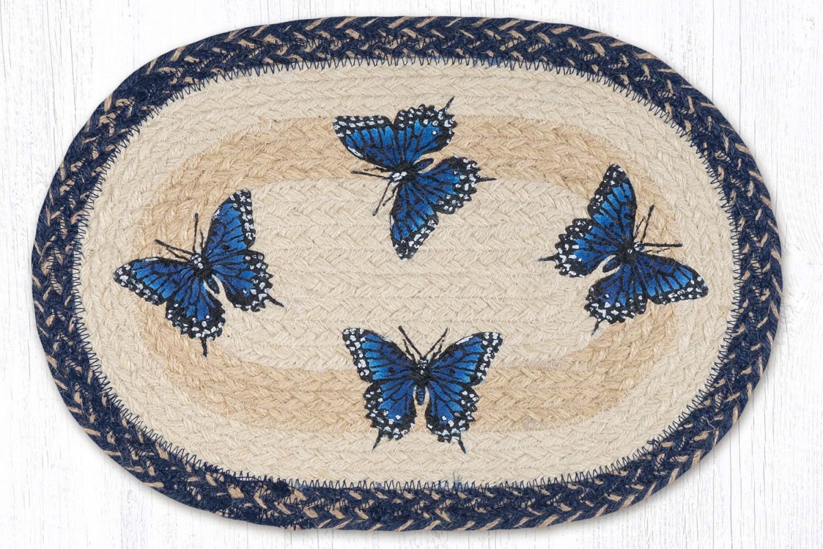 Picture of Earth Rug 81-9-921BS 10 x 15 in. MSP-9-921 Blue Swallowtail Printed Oval Swatch Rug