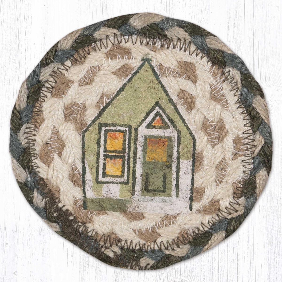 Picture of Earth Rug 31-IC419HV 5 x 5 in. Holiday Village Printed Braided Coaster, Multi Color