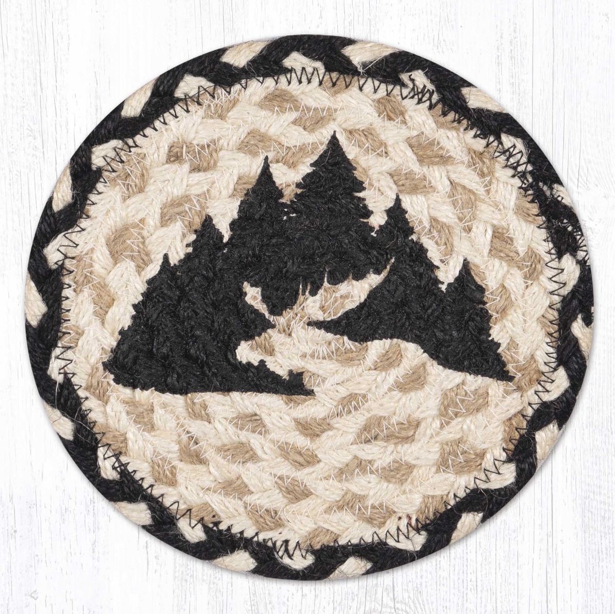 79-430GM 7 x 7 in. Graphic Moose Braided Round Large Coaster, Multi Color