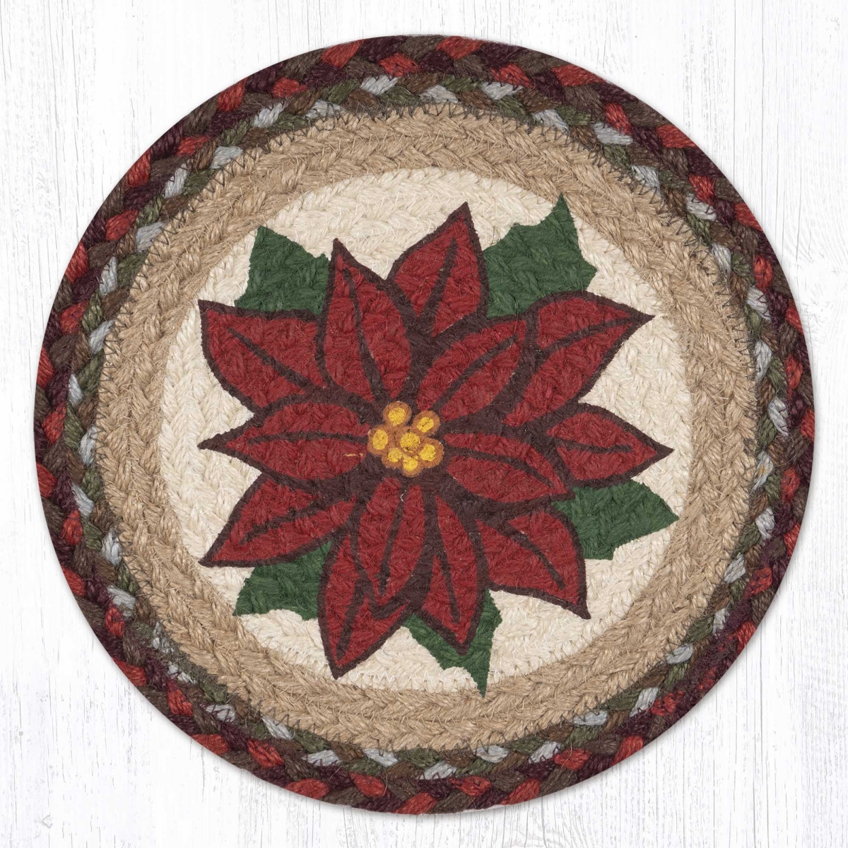 Picture of Earth Rug 80-417P 10 x 10 in. MSPR-417 Poinsettia Printed Braided Round Trivet&#44; Multi Color