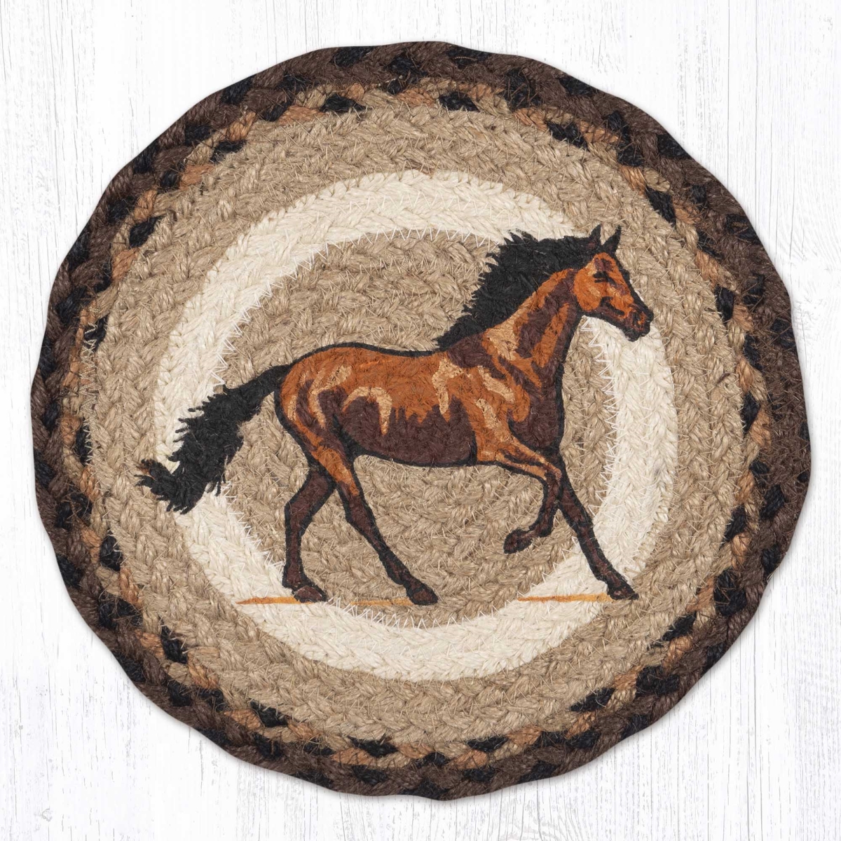 Picture of Earth Rug 80-812S 10 x 10 in. MSPR-812 Stallion Printed Braided Round Trivet&#44; Multi Color