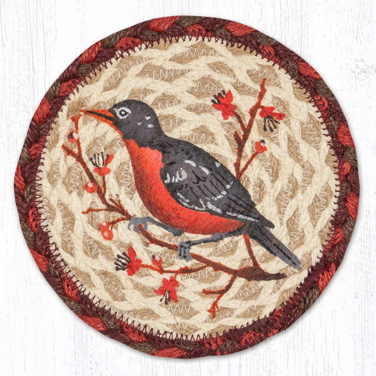 Picture of Earth Rug 79-717WR 7 x 7 in. LC-717 Wildlife Robin Round Large Coaster