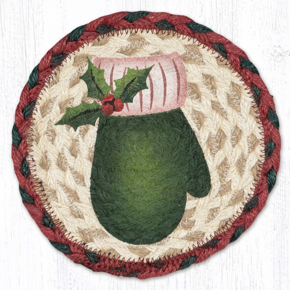 Picture of Earth Rug 79-875GM 7 x 7 in. LC-875 Green Mitten Round Large Coaster
