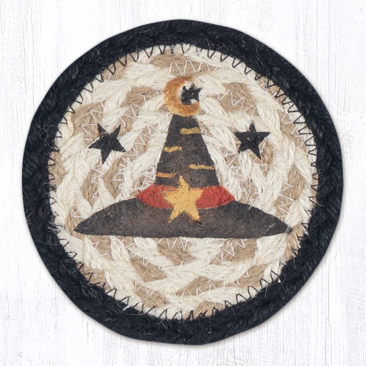 Picture of Earth Rug 31-IC001WH 5 x 5 in. Witch Hat Printed Braided Coaster, Multi Color