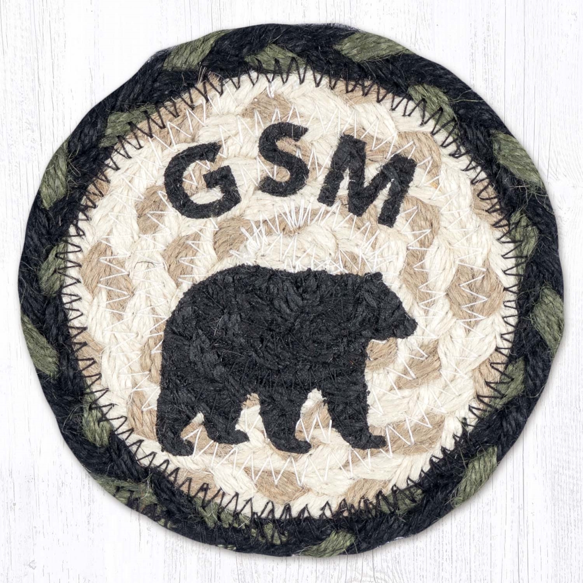 Picture of Earth Rug 31-IC116GSM 5 x 5 in. GSM Bear Printed Braided Coaster, Multi Color
