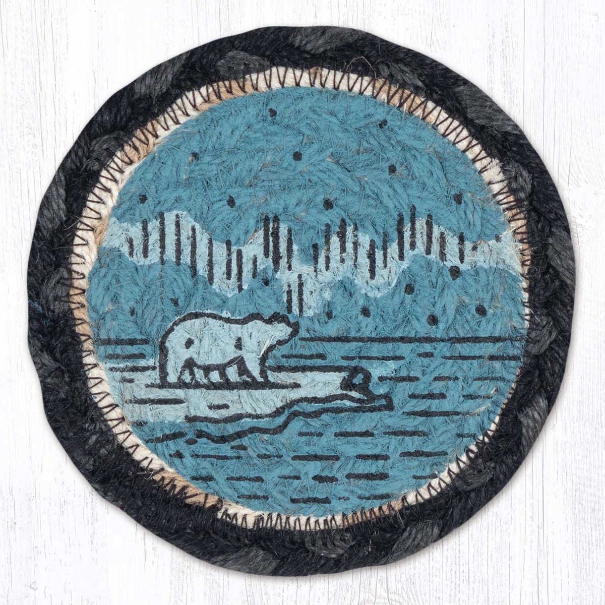 Picture of Earth Rug 31-IC238AB 5 x 5 in. Arctic Bear Printed Braided Coaster, Multi Color