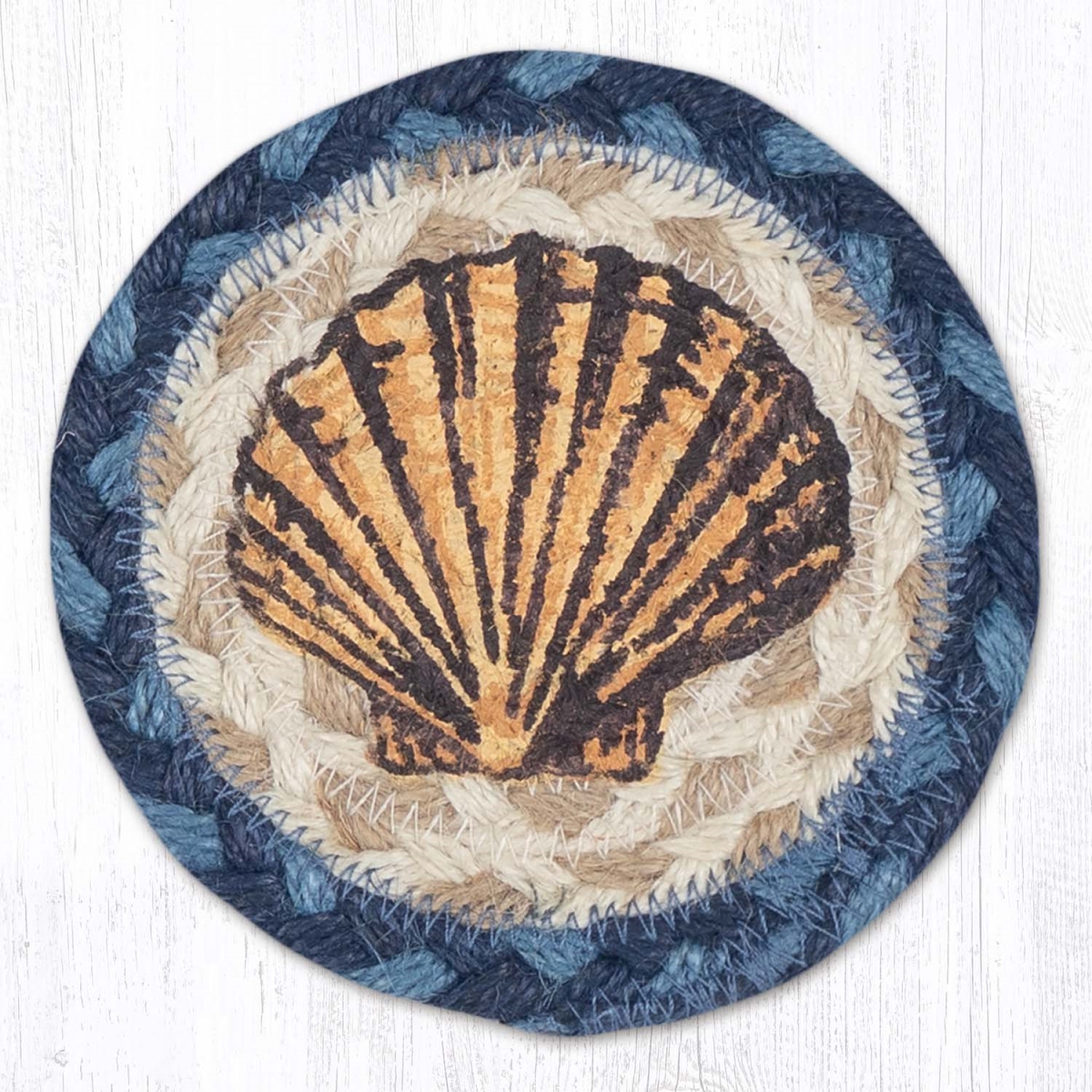 Picture of Earth Rug 31-IC362AS 5 x 5 in. Aqua Shell Printed Braided Coaster, Multi Color