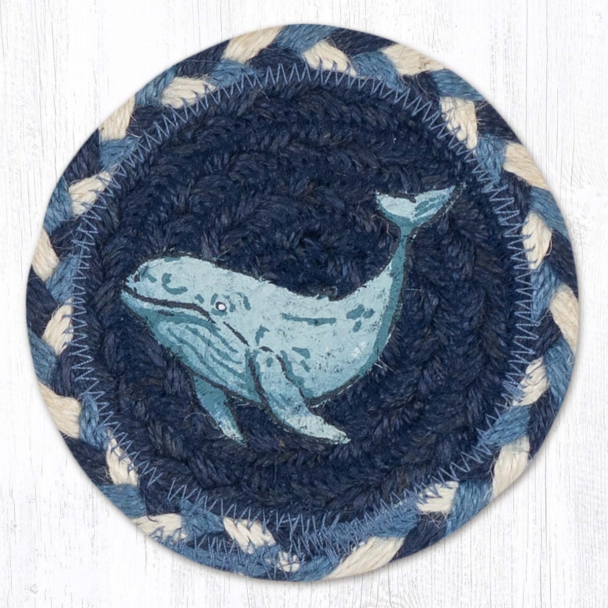 Picture of Earth Rug 31-IC525BW 5 x 5 in. Beluga Whale Printed Braided Coaster, Multi Color