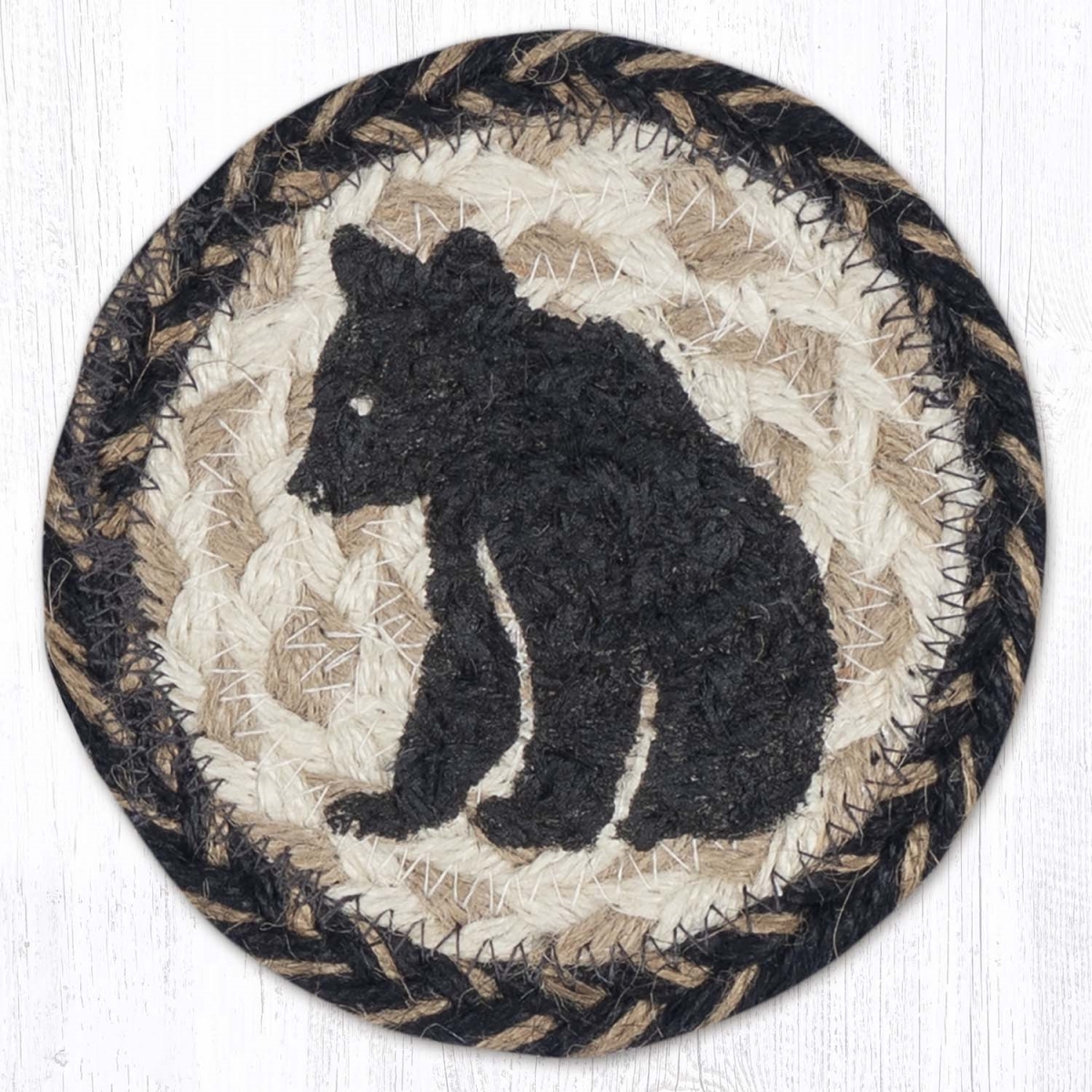 Picture of Earth Rug 31-IC9-093BCS 5 x 5 in. Bear Cub Silhouette Printed Braided Coaster, Multi Color