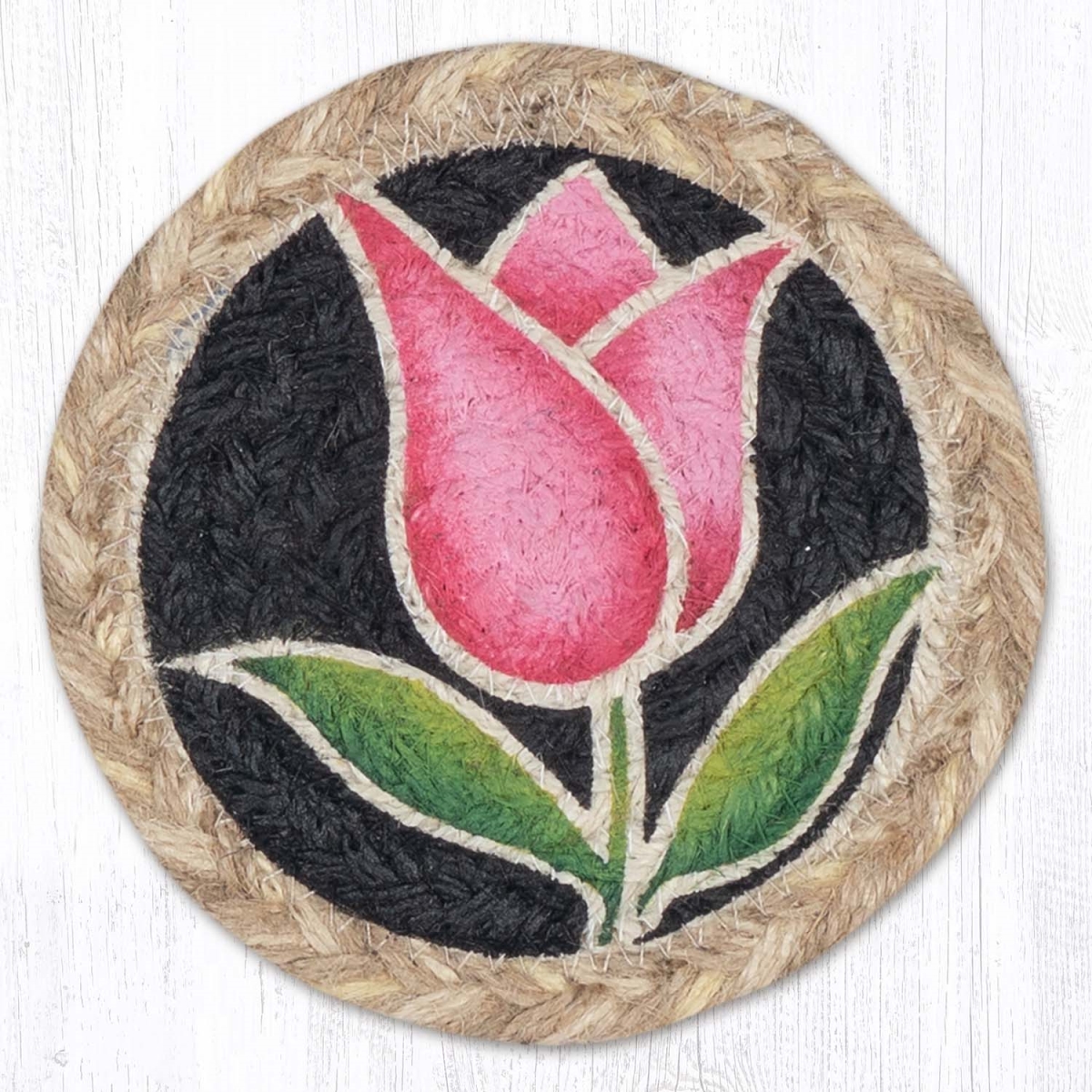 Picture of Earth Rug 31-IC9-776TP 5 x 5 in. Tulip Pink Printed Braided Coaster, Multi Color