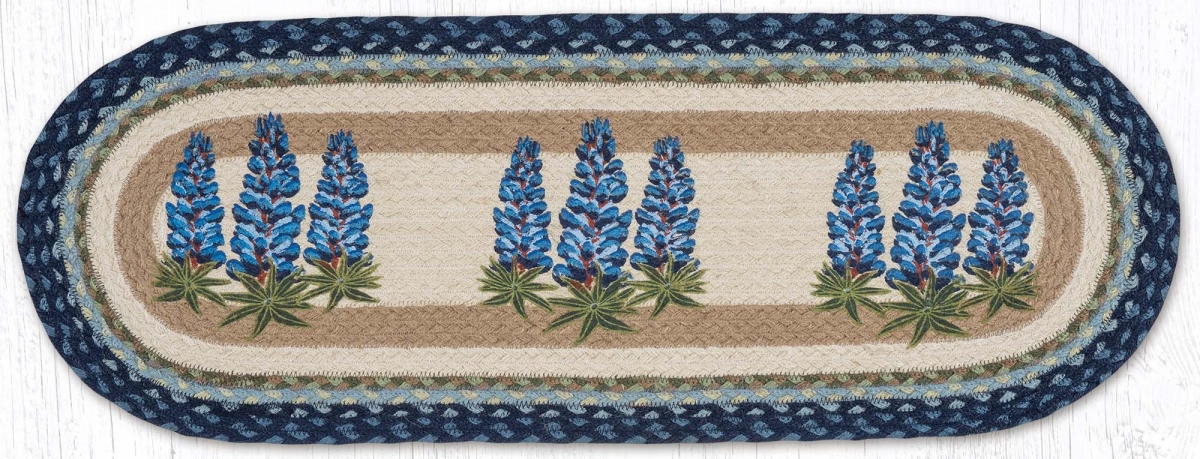 Picture of Earth Rug 68-062B 13 x 36 in. Bluebonnets Braided Oval Table Runner, Burgundy & Mustard