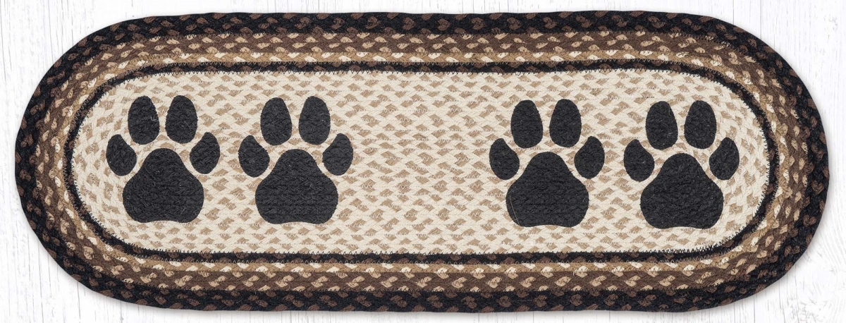 Picture of Earth Rug 68-313DP 13 x 36 in. Dog Paw Braided Oval Table Runner, Burgundy & Mustard