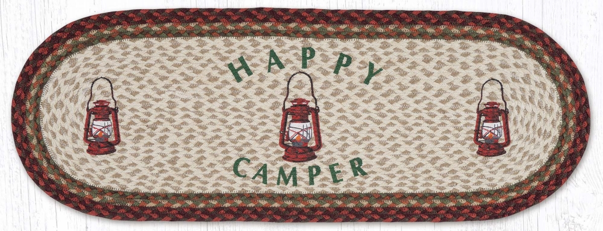 Picture of Earth Rug 68-417HC 13 x 36 in. Happy Camper Braided Oval Table Runner, Burgundy & Mustard