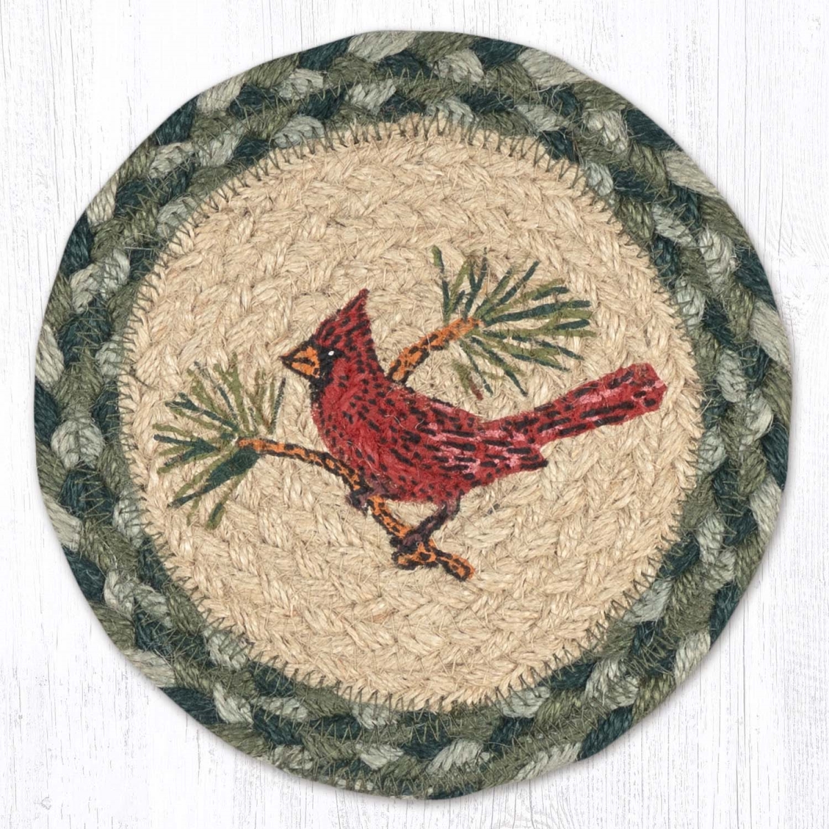 Picture of Earth Rug 79-365C 7 x 7 in. Cardinal Braided Round Large Coaster, Multi Color