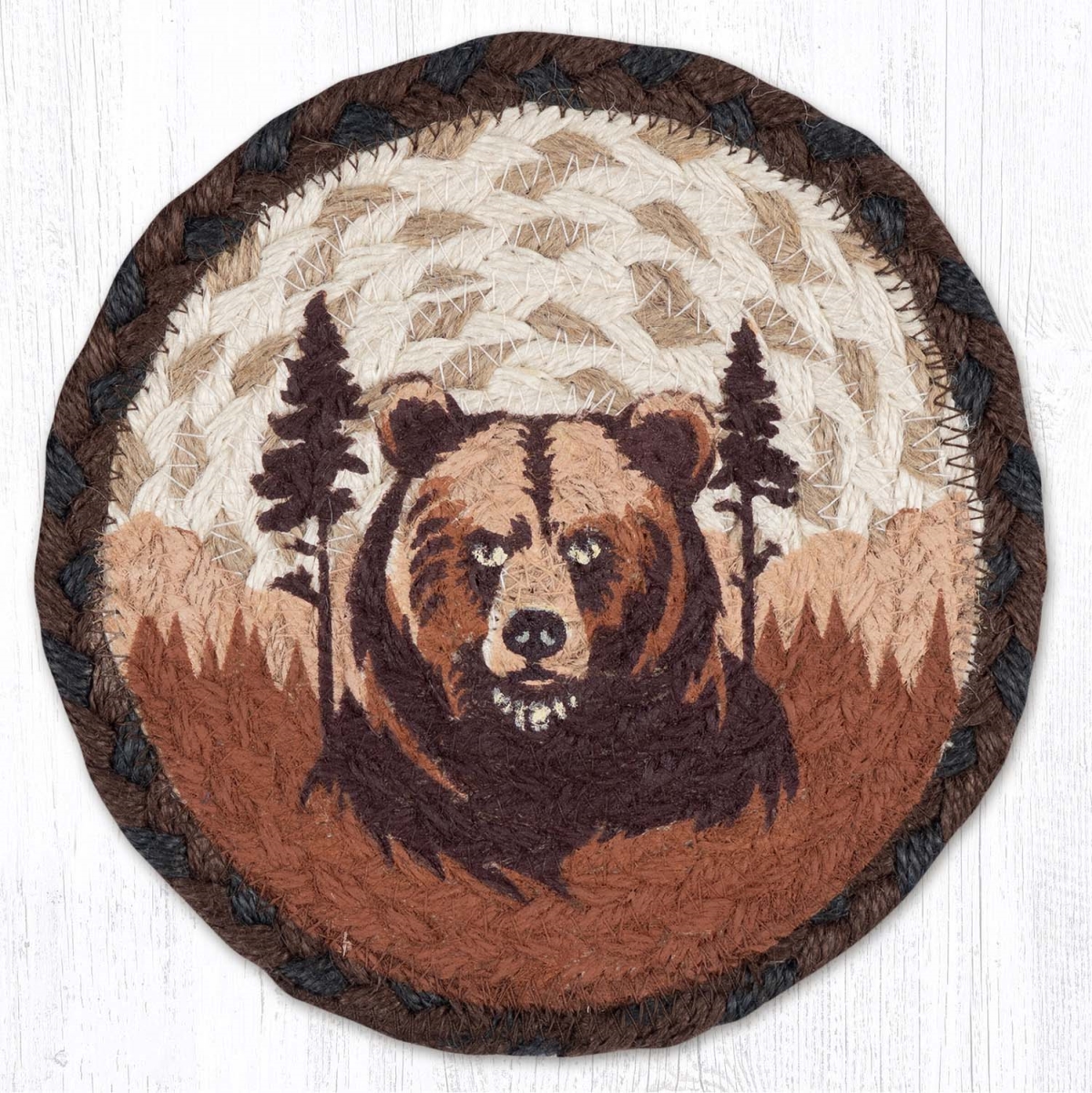 Picture of Earth Rug 79-899BB 7 x 7 in. Brown Bear Braided Round Large Coaster, Multi Color
