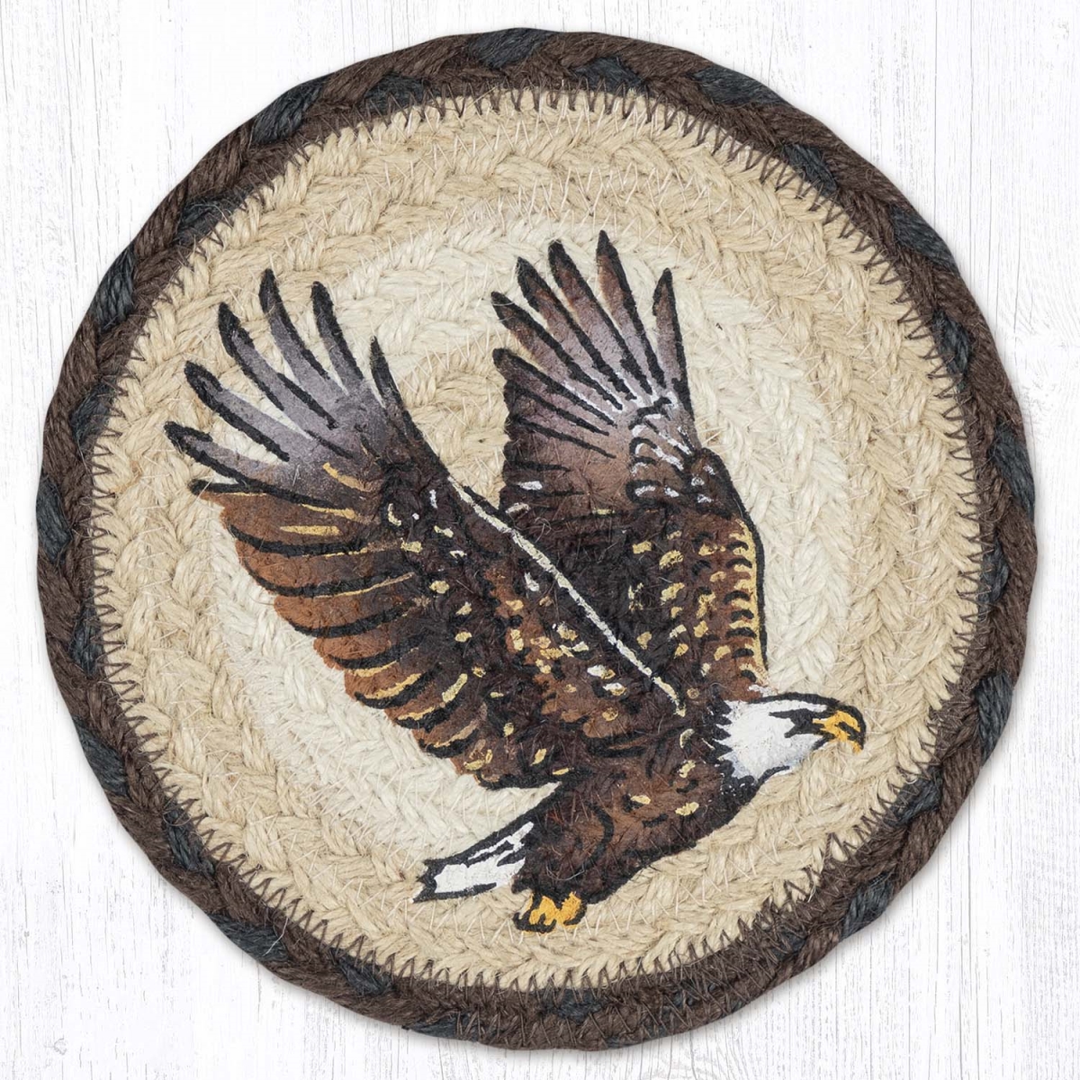 Picture of Earth Rug 79-899E 7 x 7 in. Eagle Braided Round Large Coaster, Multi Color