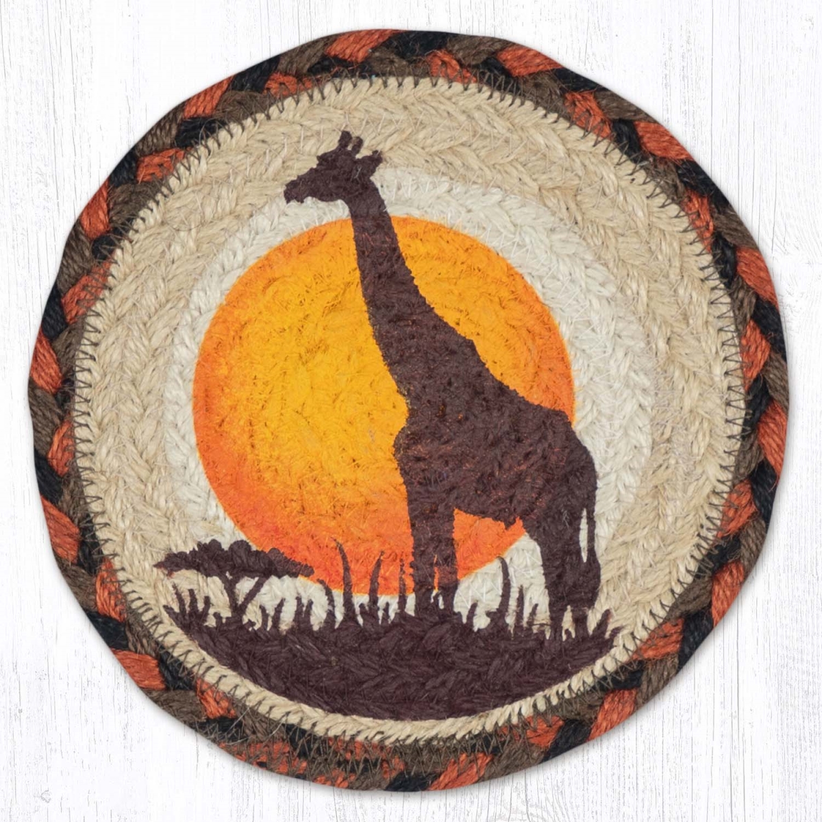 Picture of Earth Rug 79-919G 7 x 7 in. Giraffe Braided Round Large Coaster&#44; Multi Color