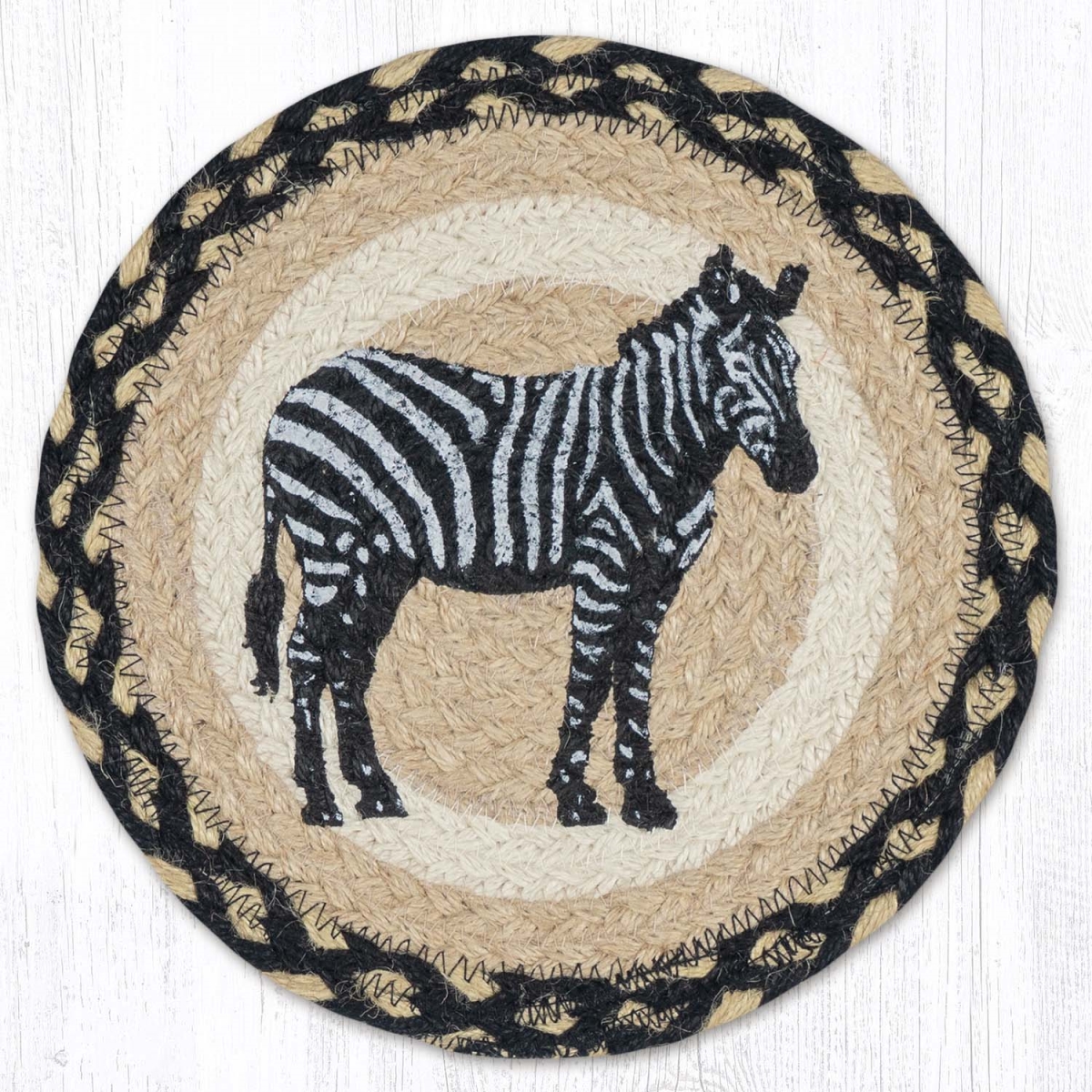 Picture of Earth Rug 80-123ZS 10 x 10 in. MSPR-123 Zebra Silhouette Printed Braided Round Trivet&#44; Multi Color