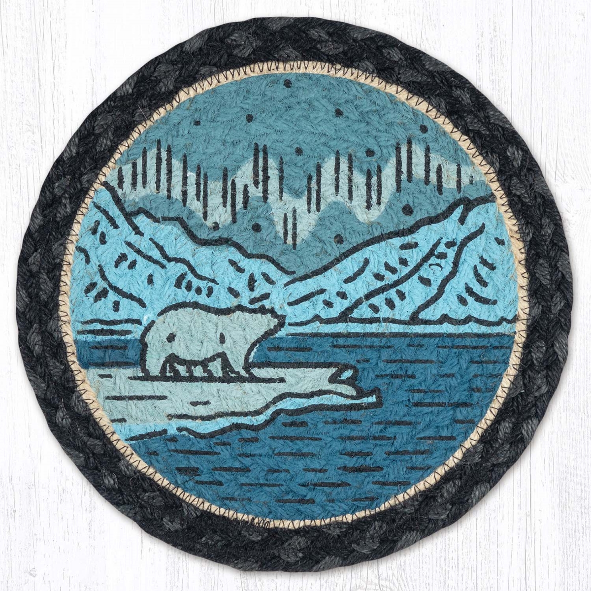 Picture of Earth Rug 80-238AB 10 x 10 in. MSPR-238 Arctic Bear Printed Braided Round Trivet&#44; Multi Color